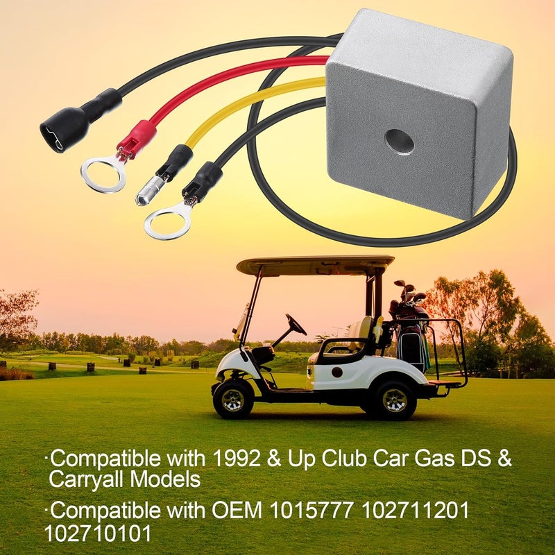Anglechic Voltage Regulator Rectifier Compatible with Club Car DS & Carryall 1992-Up Gas Golf Cart, 12V 4 Wire Golf Cart Voltage Regulator, Compatible with OEM 1015777 102711201 102710101 - Image 2